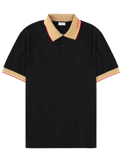 Burberry Polo With Logo In Black