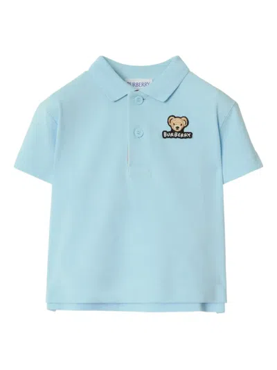 Burberry Babies' Poloshirt Aus Baumwolle In Blue
