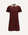Burberry Dress Checked Collar Short Sleeves Design In Burgundy