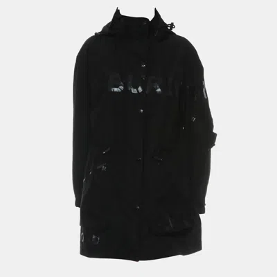 Pre-owned Burberry Polyester Black Dartmouth Horseferry Print Rain Jacket It 38
