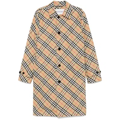 Burberry Embroidered Polyester Trench Coat In Brown