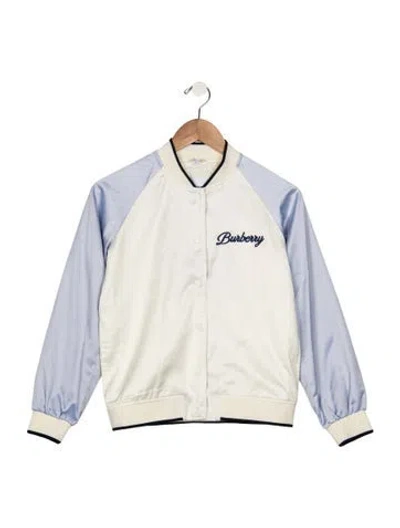 Pre-owned Burberry Kids' Polyester Embroidered Jacket In Blue