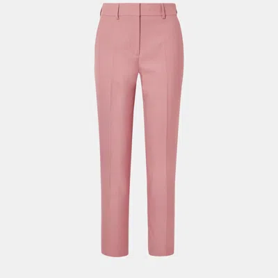 Pre-owned Burberry Polyester Straight Leg Trousers 6 In Pink