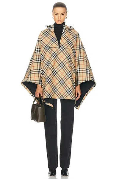 Burberry Poncho With Hood In Sand Ip Check