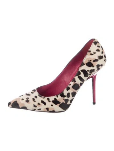 Pre-owned Burberry Ponyhair Animal Print Pumps In Neutrals/pink