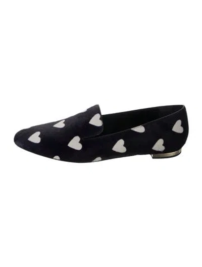 Pre-owned Burberry Ponyhair Graphic Print Loafers In Black