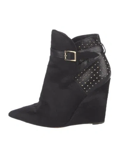 Pre-owned Burberry Ponyhair Studded Accents Boots In Black