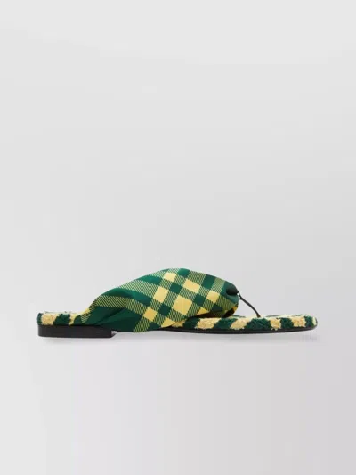 Burberry Women Pool Check Thong Sandals In Green