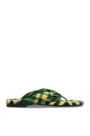 Burberry Check Pattern Thong Strap Open Toe Branded Footbed Flat In Verde