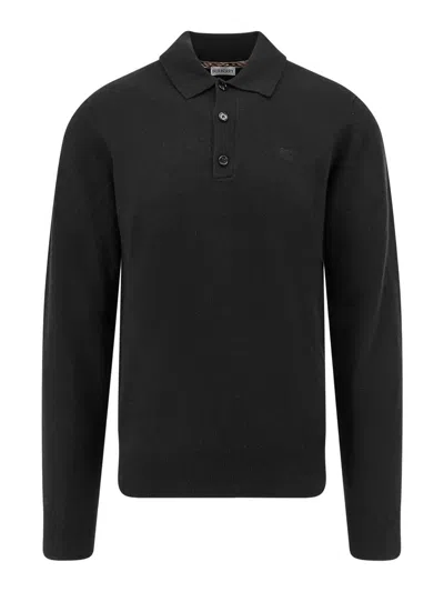 BURBERRY SUÉTER CON ESCOTE BARCO - NEGRO