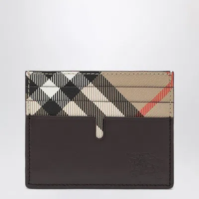 Burberry Pop Card Holder In Beige With Check Pattern In Animal Print