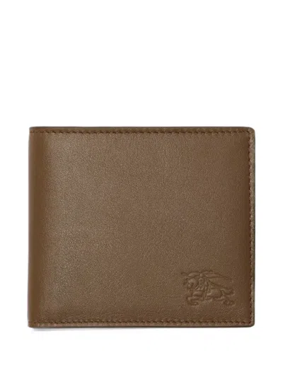 Burberry Pop Check Bifold Coin Wallet In Brown