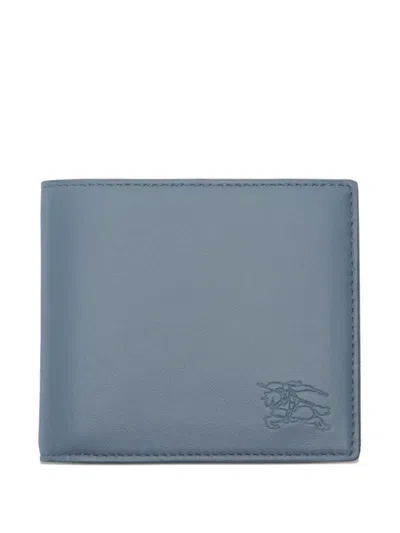 Burberry Pop Check Bifold Wallet In Blue