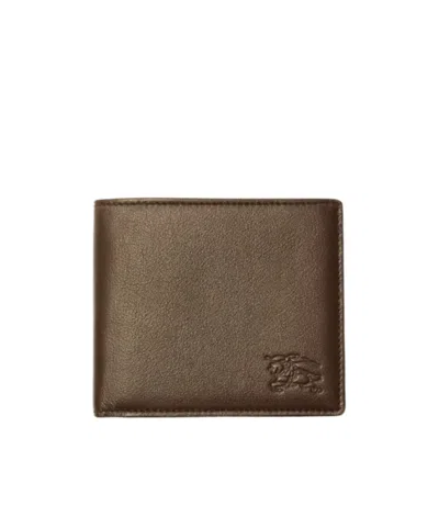 Burberry Pop Check Bifold Wallet In Brown