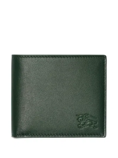 Burberry Pop Check Bifold Wallet In Green