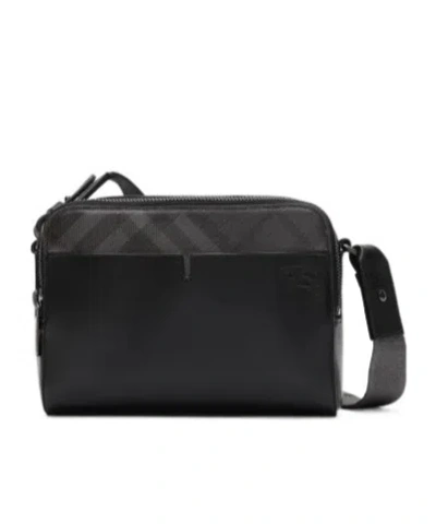 Burberry Pop Check Crossbody Bag In Black