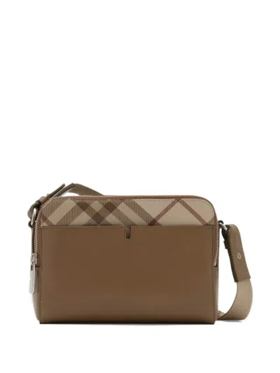Burberry Pop Check Crossbody Bag In Brown