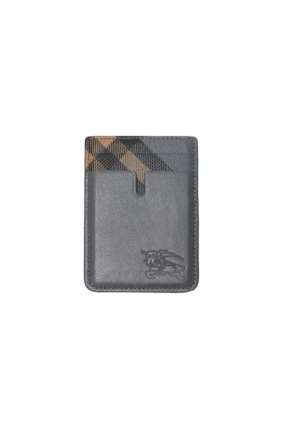 Burberry Pop Check Magnetic Card Case In Blue