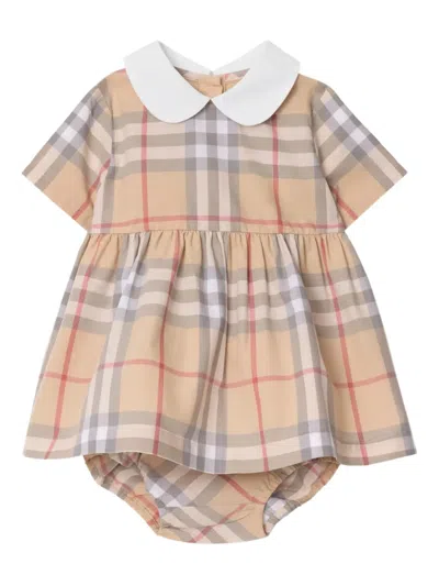 Burberry Babies' Poplin Dress In Neutral