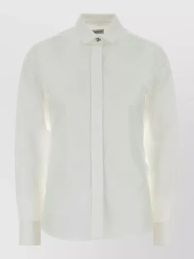 Burberry Poplin Shirt Straight Cut Tailored Collar Long Sleeves In White
