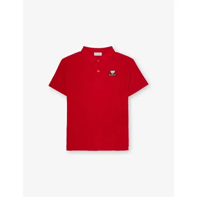 BURBERRY JOHANE EMBROIDERED-BEAR COTTON POLO SHIRT 3-10