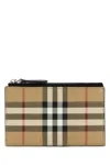 Burberry Check Pattern Coinholder With Top Zip Fastening In Brown