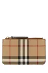 Burberry Check Pattern Card Holder In Archivebeige