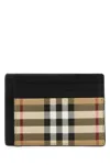 Burberry Canvas Cardholder With Checkered Pattern And Contrast Trim