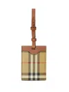 Burberry Check Leather Luggage Tag In Brown