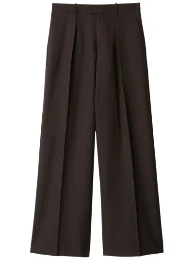 Burberry Pressed-crease Wool Tailored Trousers In Brown