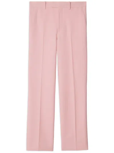 Burberry High Waist Straight Leg Textured Trousers In Pink