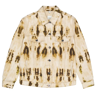 Burberry Prestwick Bleached Denim Monogram Motif Jacket In Honey Ip Pat