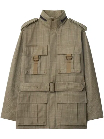 Burberry Prince Of Wales Check Jacket In Neutrals