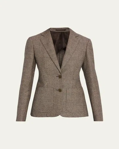 Burberry Prince Of Wales Check Wool-linen Single-breasted Jacket In Multi