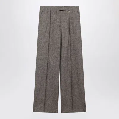 Burberry Straight Leg High Waist Tailored Trousers In Gray
