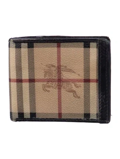Pre-owned Burberry Printed Bifold Wallet In Brown