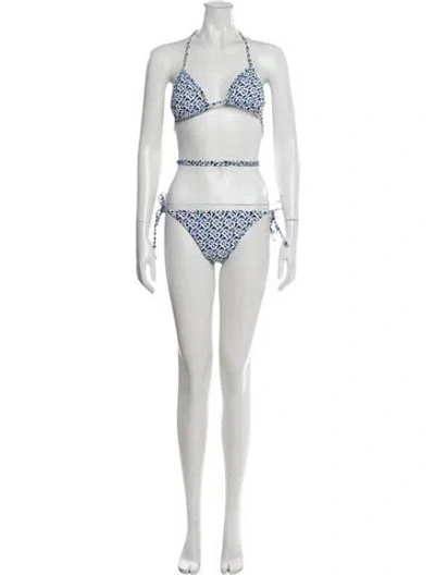 Pre-owned Burberry Printed Bikini In Blue