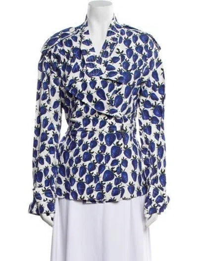 Pre-owned Burberry Printed Blazer W/ Tags In White