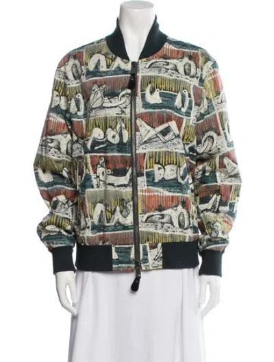 Pre-owned Burberry Printed Bomber Jacket In Green