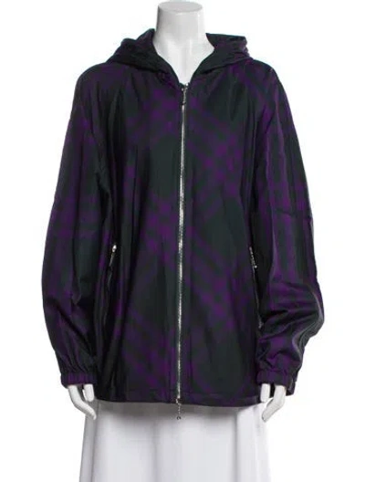 Pre-owned Burberry Printed Bomber Jacket In Purple