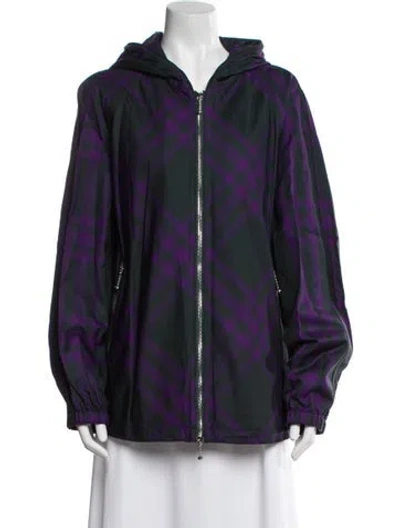 Pre-owned Burberry Printed Bomber Jacket In Purple