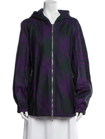 Pre-owned Burberry Printed Bomber Jacket In Purple