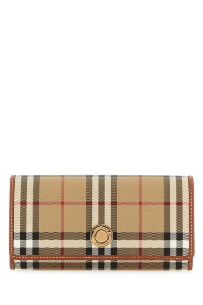 Burberry Checkered Canvas And Leather Continental Wallet In Archivebeige