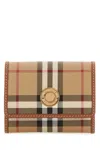 BURBERRY PRINTED CANVAS AND LEATHER SMALL WALLET