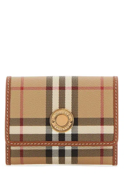 Burberry Printed Canvas And Leather Small Wallet In Archivebeige