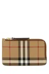 Burberry Mini Leather Wallet With Iconic Check Pattern And Zip Closure