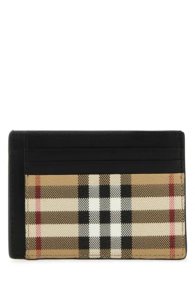 Burberry Printed Canvas Cardholder In Archive Beige