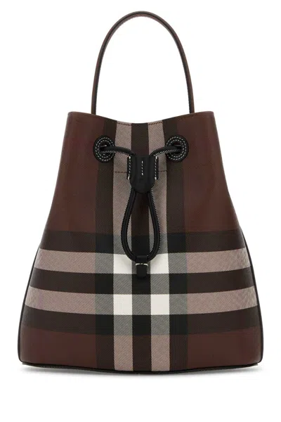 Burberry Printed Canvas Check Bucket Bag