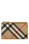 Burberry Printed Canvas Check Card Holder In Sand