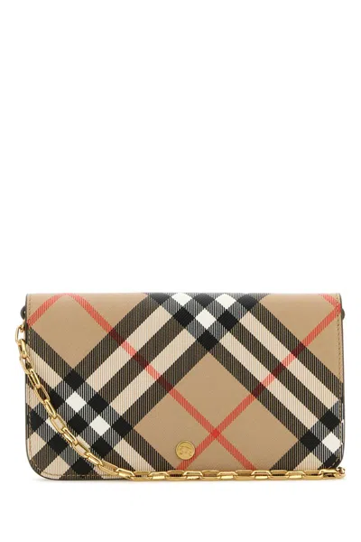 Burberry Printed Canvas Check Wallet In Brown